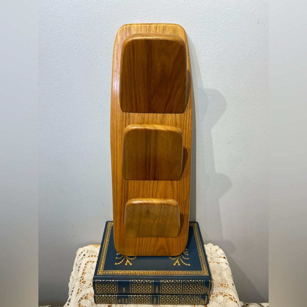 VTG MCM 3 Slot Solid Wood Wall Mount Mail Holder Sorter